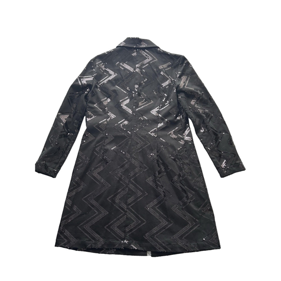 Vintage Domallo Long Blazer Size 6 Black Sequin - Picture 2 of 8
